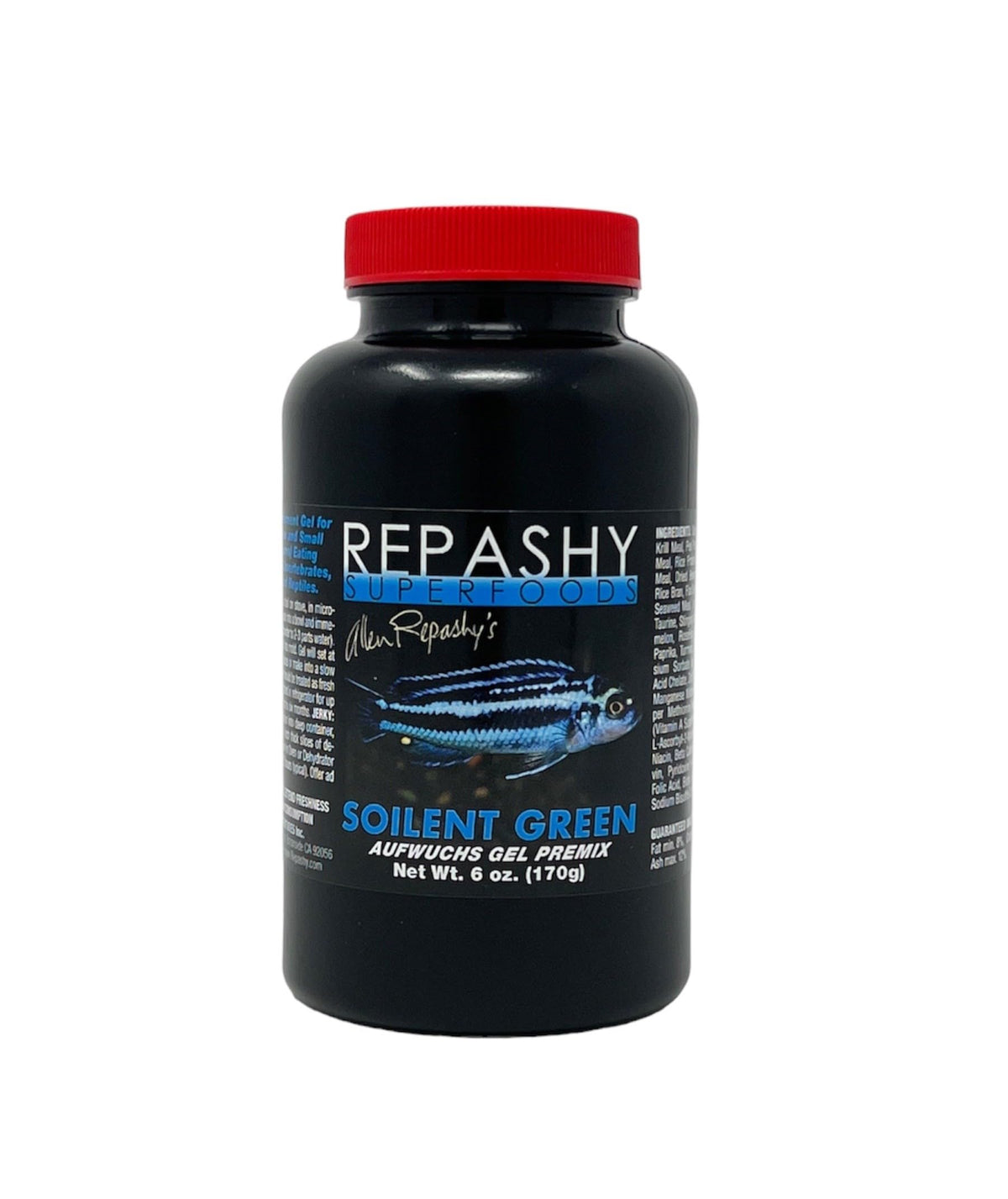 Repashy Soilent Green pot 6 oz montrant l'étiquette claire et avantages nutritionnels