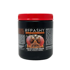 Repashy Superfly pot frontal montrant l'étiquette et avantage nutritionnel