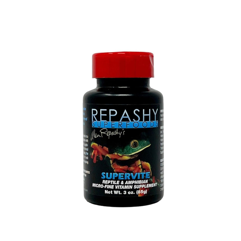Repashy Supervite pot 3 oz montrant l'étiquette claire et un format pratique pour complément
