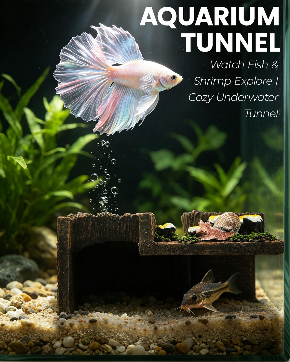 REPTITRIP tunnel placé dans aquarium démontrant intégration décorative