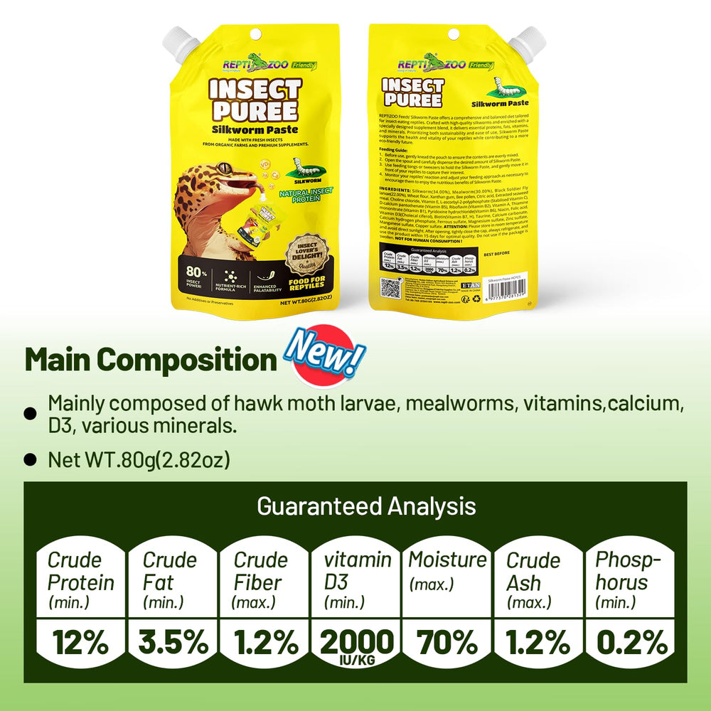 REPTIZOO FRIENDLY gecko mangeant la pâte, favorise alimentation pratique