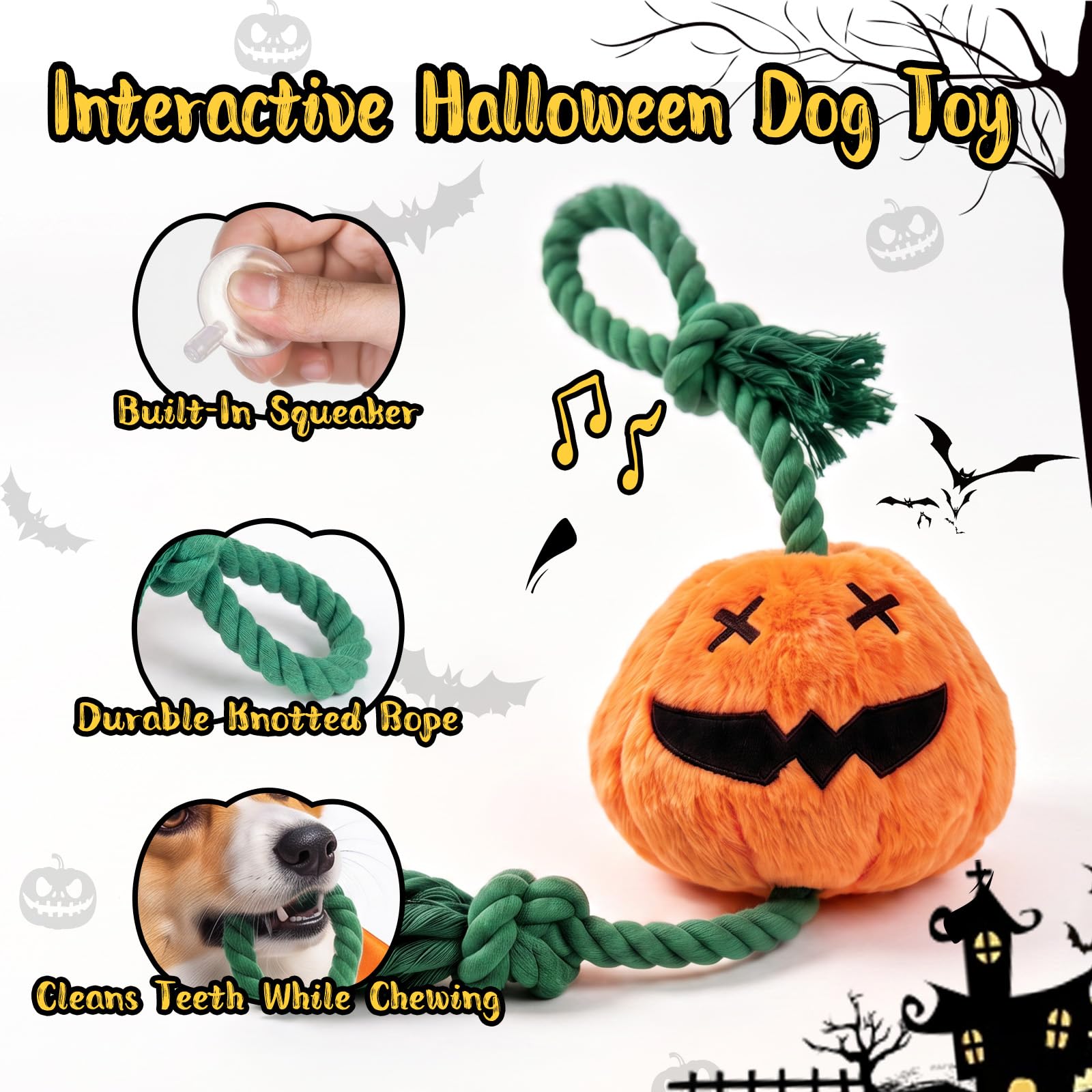 REQIHO gros plan broderie jack-o'-lantern durable et décoratif