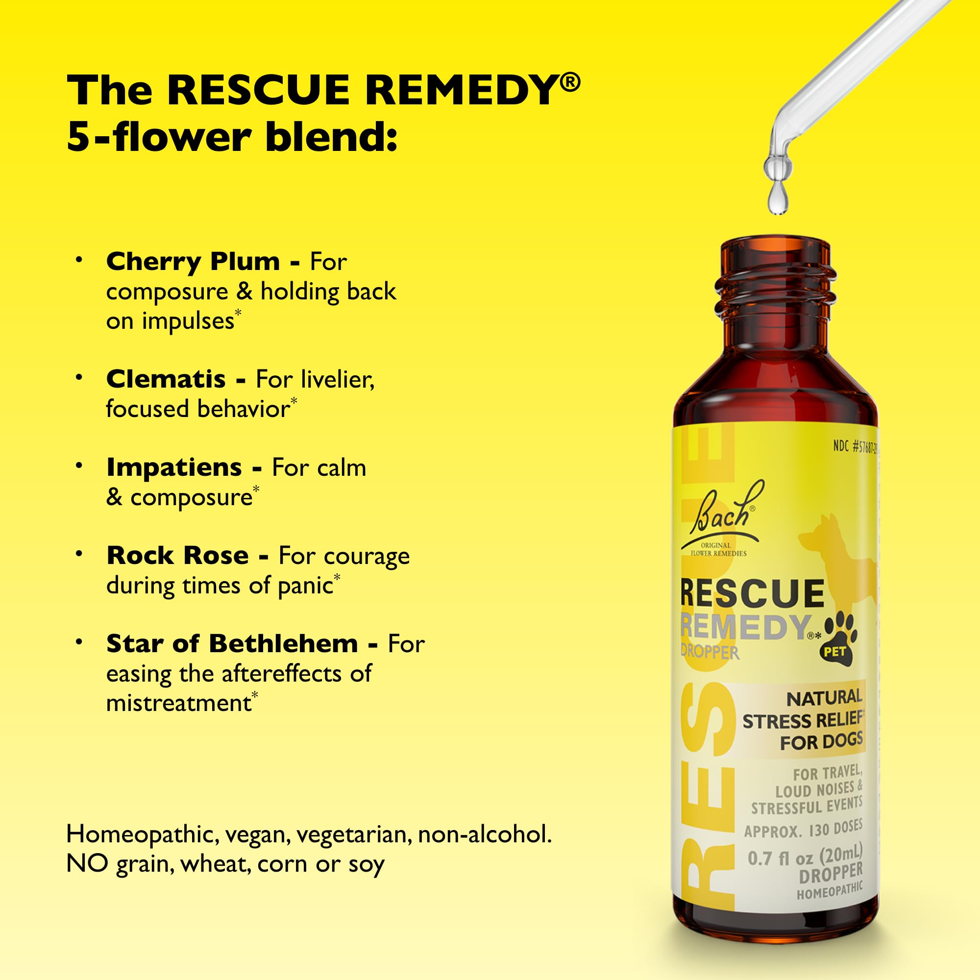 RESCUE flacon tenu en main pour comparaison d'échelle et dosage visuel