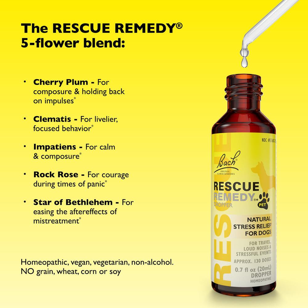RESCUE flacon tenu en main pour comparaison d'échelle et dosage visuel