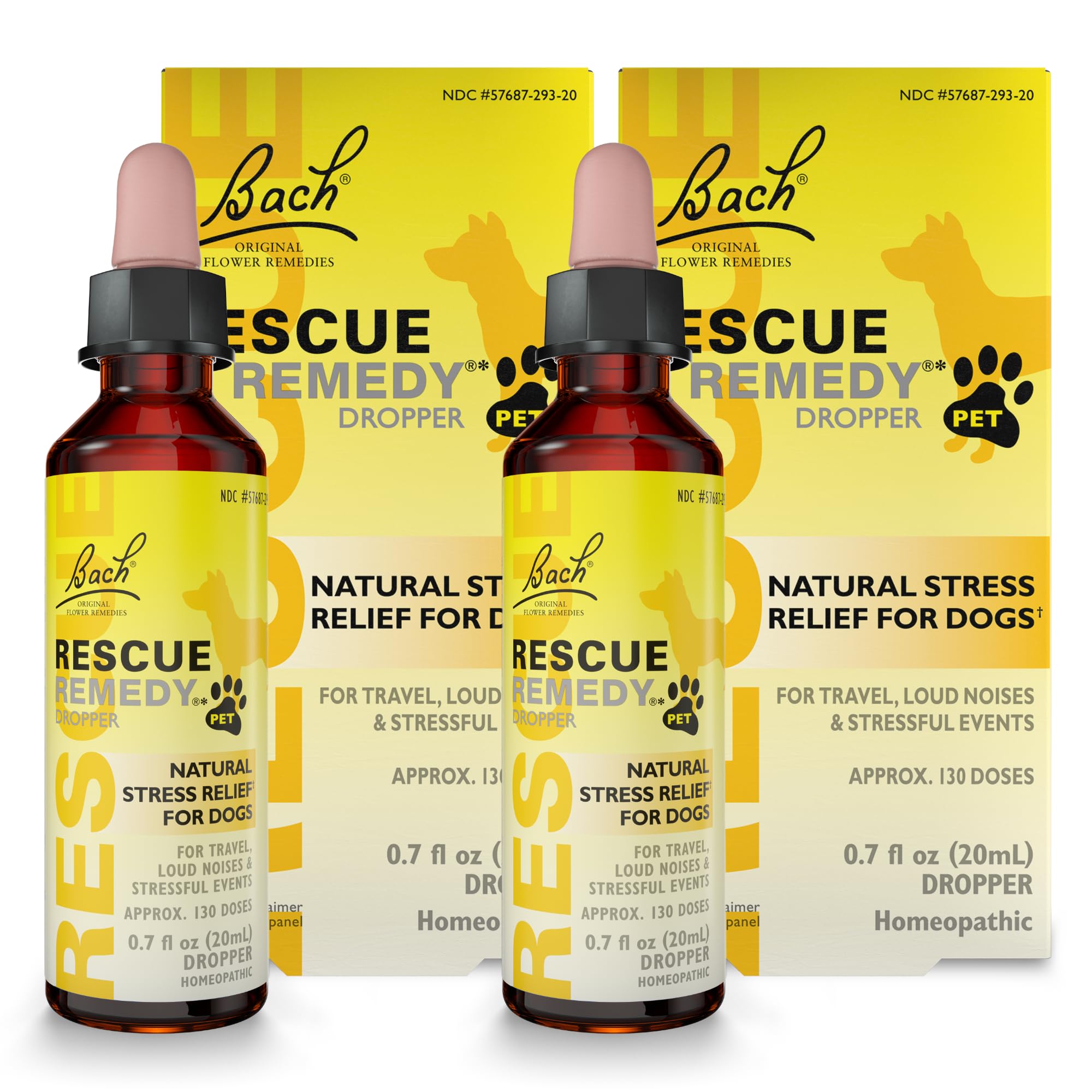 RESCUE emballage avant 20 mL montrant flacon et pack, tranquillité pratique
