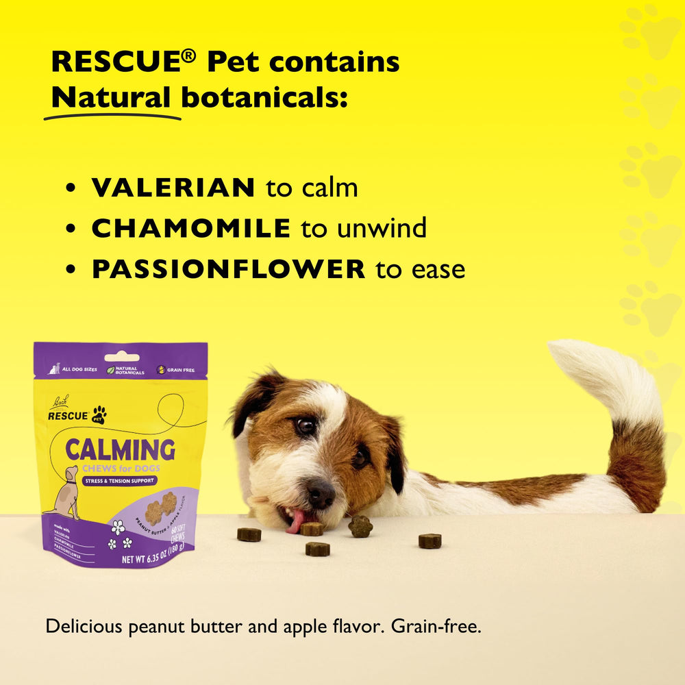 RESCUE comparaison taille chew à côté d'une patte, aide à doser selon l'animal