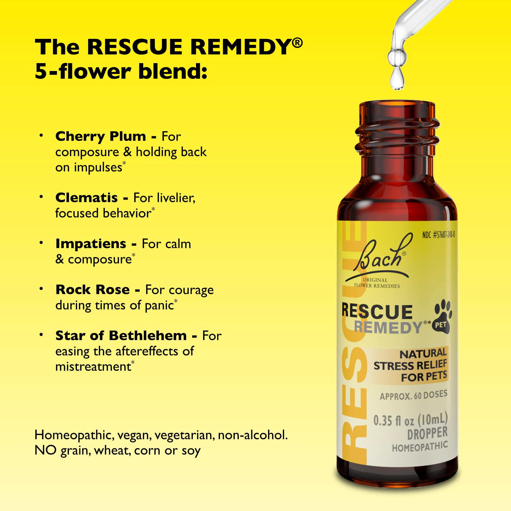 Rescue bouteille 10 mL à l'échelle indiquant la taille pratique de voyage