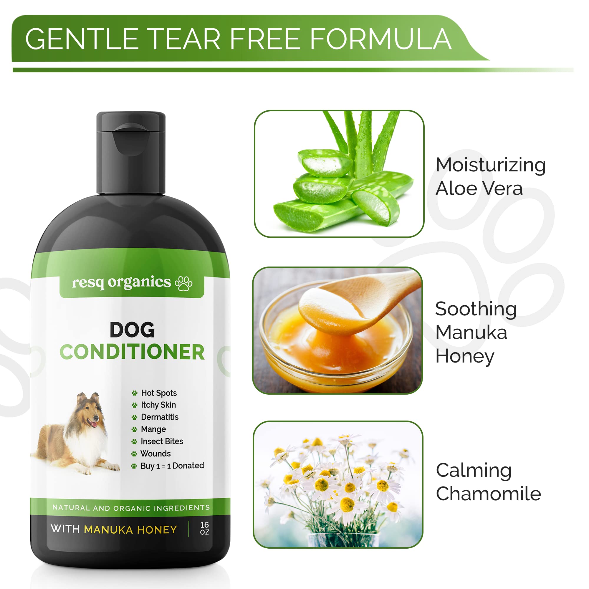 ResQ Organics texture en goutte illustrant formule douce et hydratante