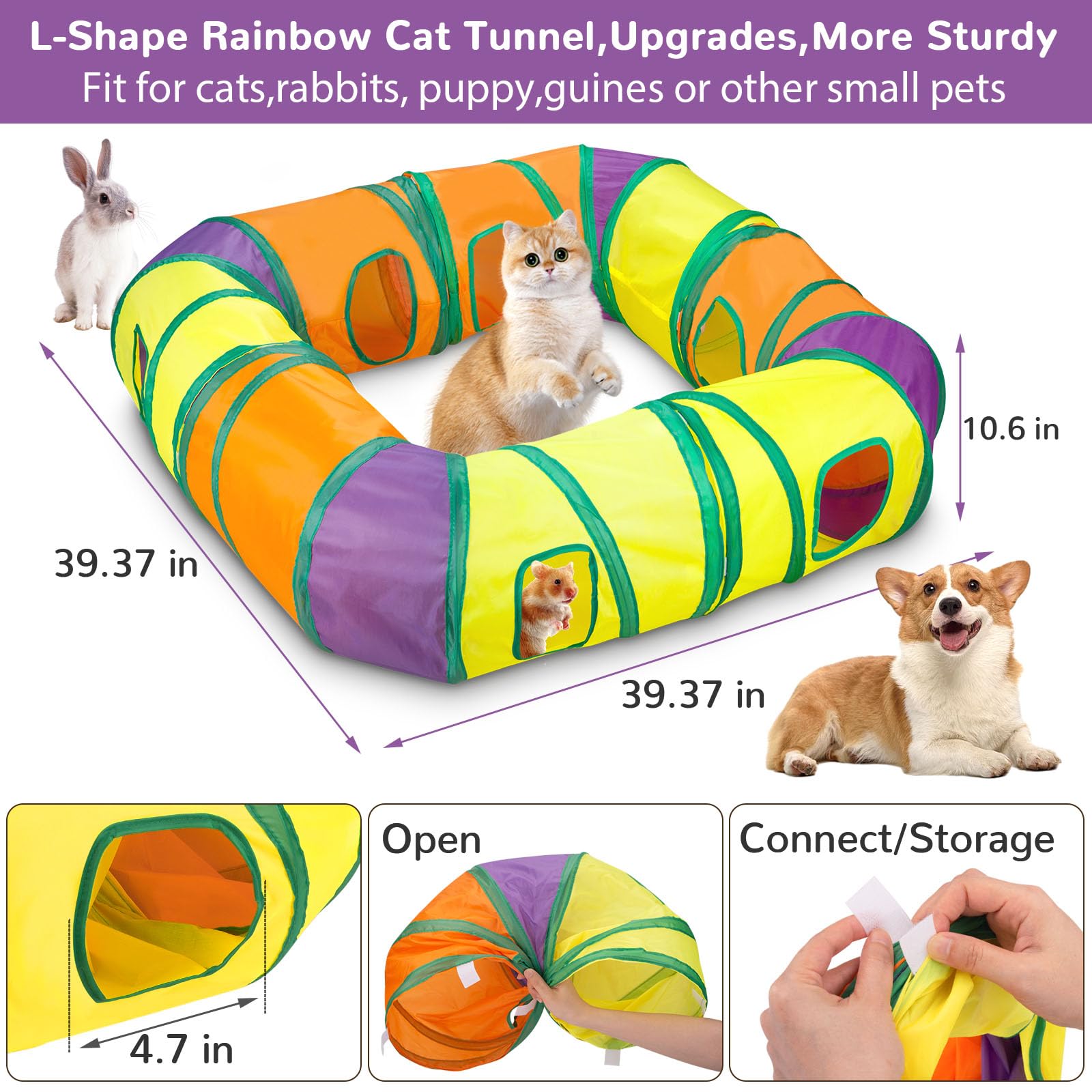 Retro Shaw tunnels pliables détail solide offrant cachette amusante
