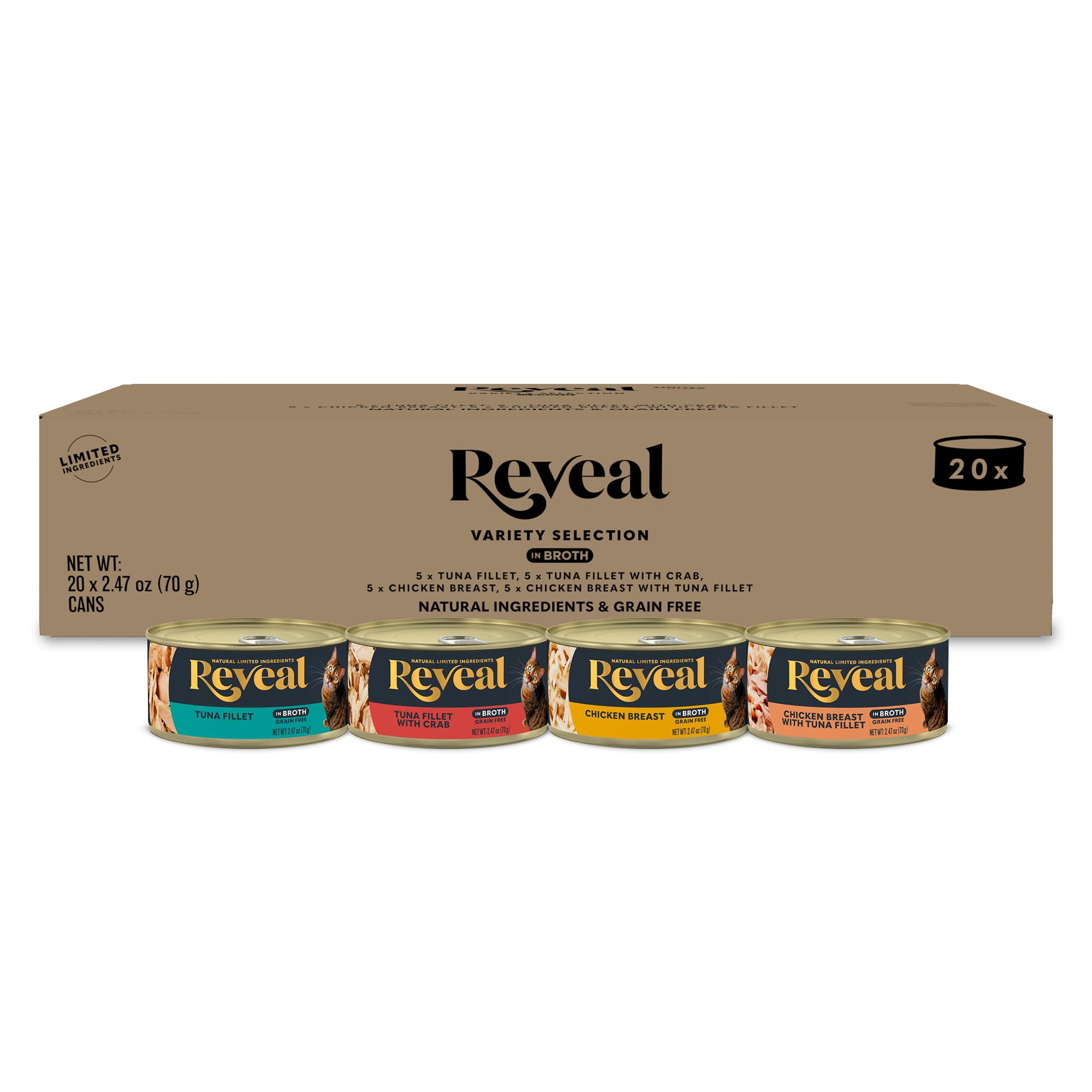 Reveal packaging face avant montrant le pack 20 boîtes et la qualité