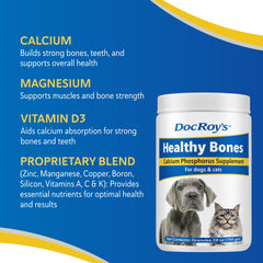 Revival Animal Health Doc Roy's poudre saupoudrée sur croquettes illustrant administration simple