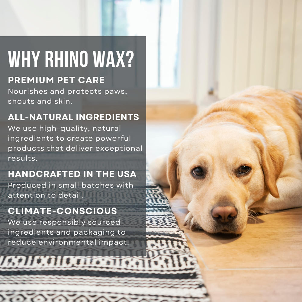 Rhino Wax étui et fiche technique montrant informations sécuritaires