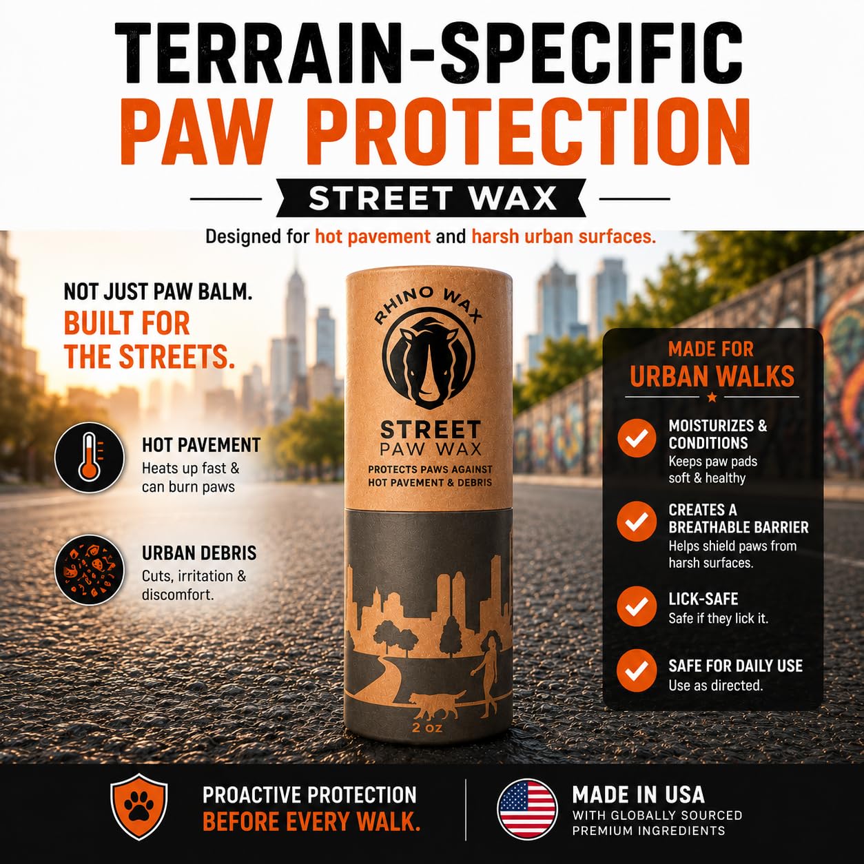 Rhino Wax sur pattes appliquées pour prévenir brûlures et abrasions