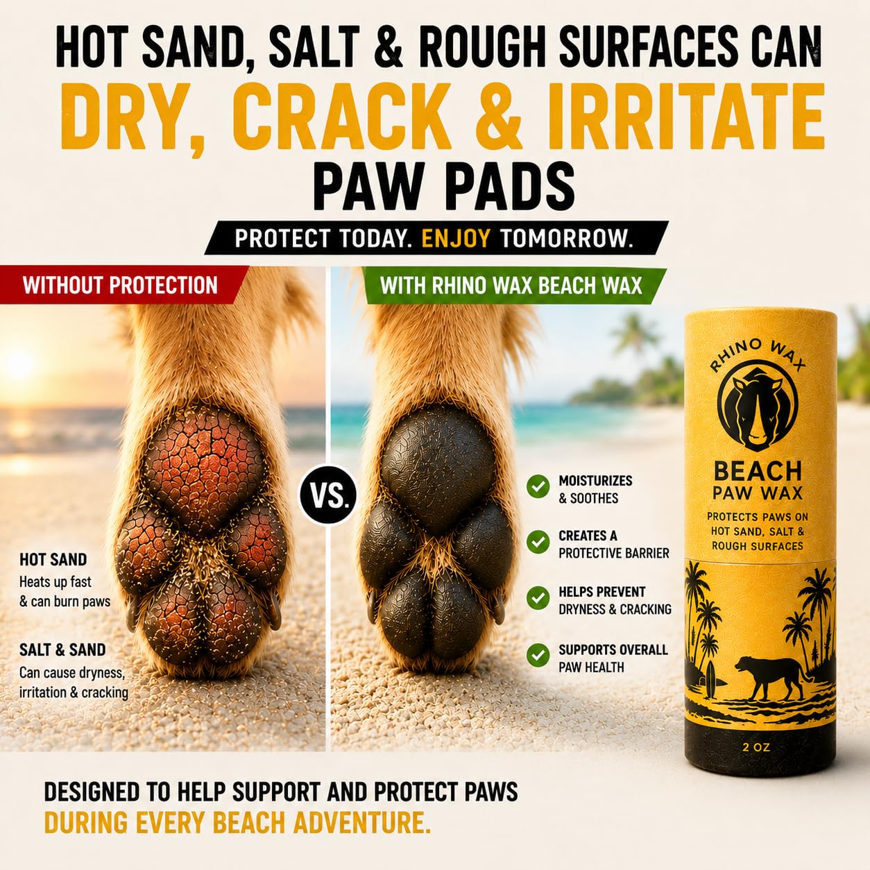 Rhino Wax texture du baume gros plan pour hydratation visible