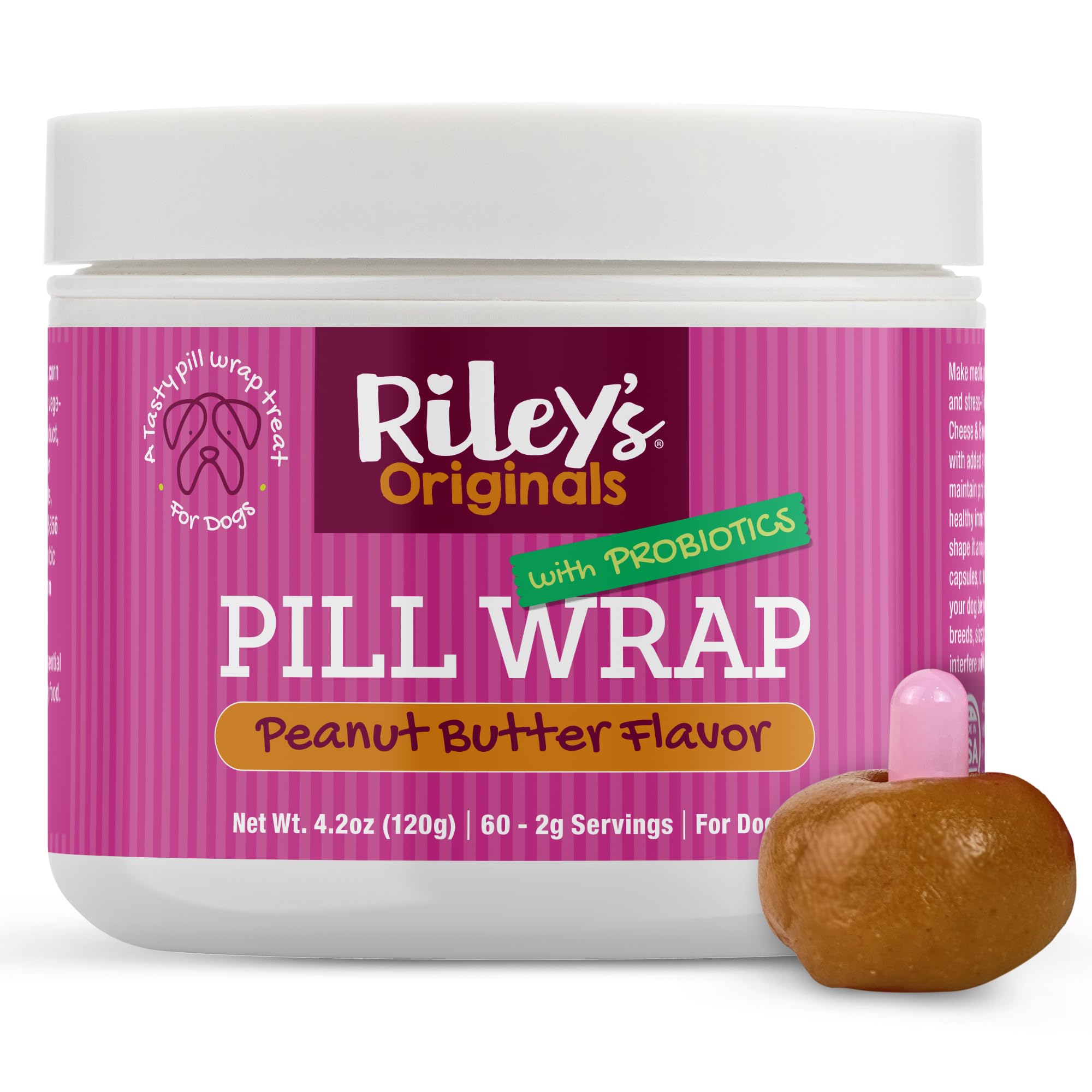 Riley's emballage avant montrant le pot et son étiquette claire