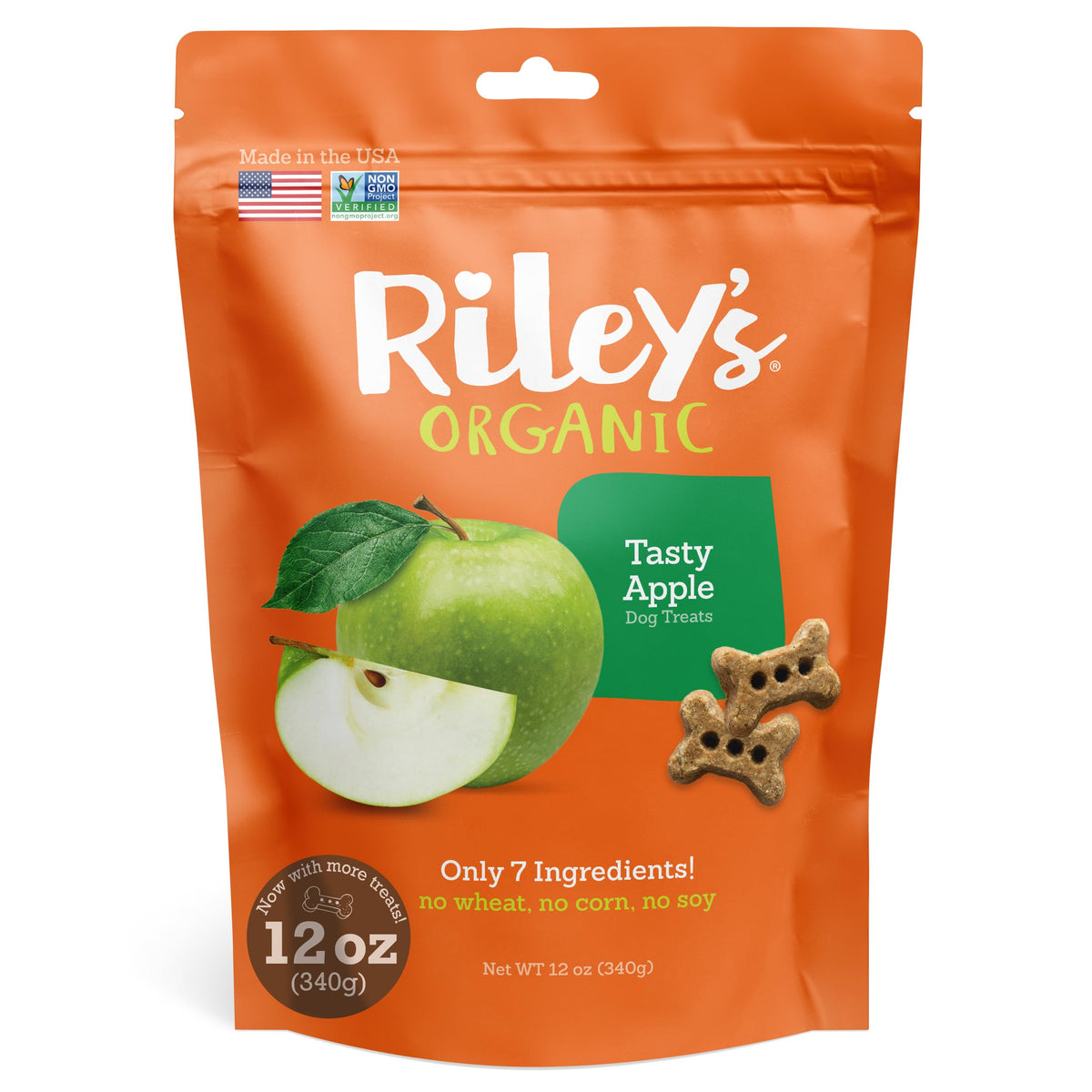 Riley's emballage avant 12oz montrant l'origine biologique et l'attrait