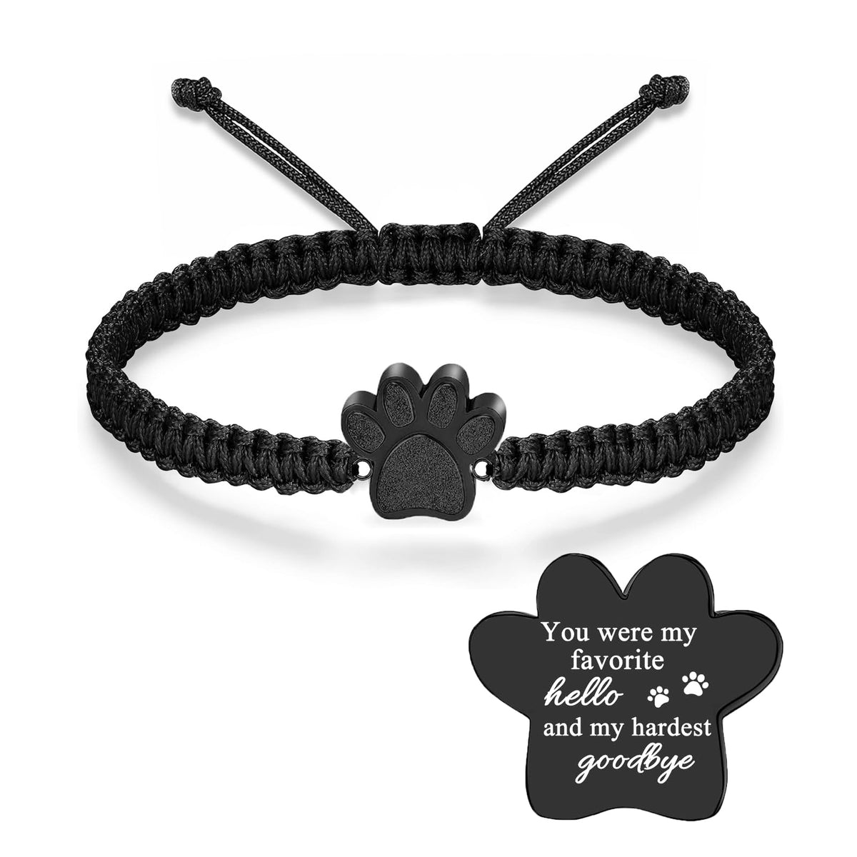 RIPFEVURN bracelet face avant montrant le pendentif patte gravé, élégance et souvenir