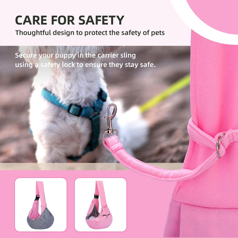 Riuja petit chien installé dans le sling montrant maintien sûr