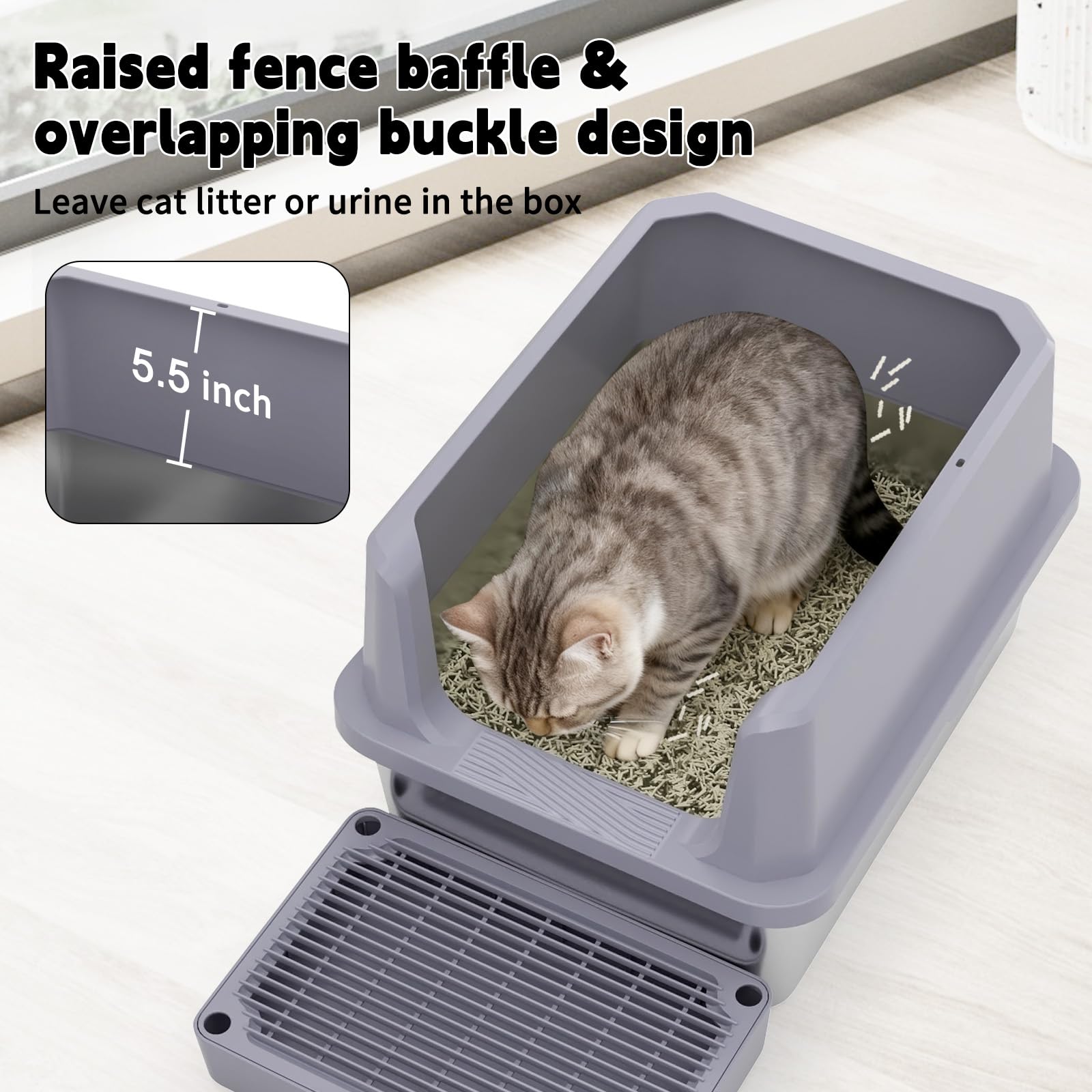 RIZZARI comparaison taille du bac montrant l'espace pour grands chats