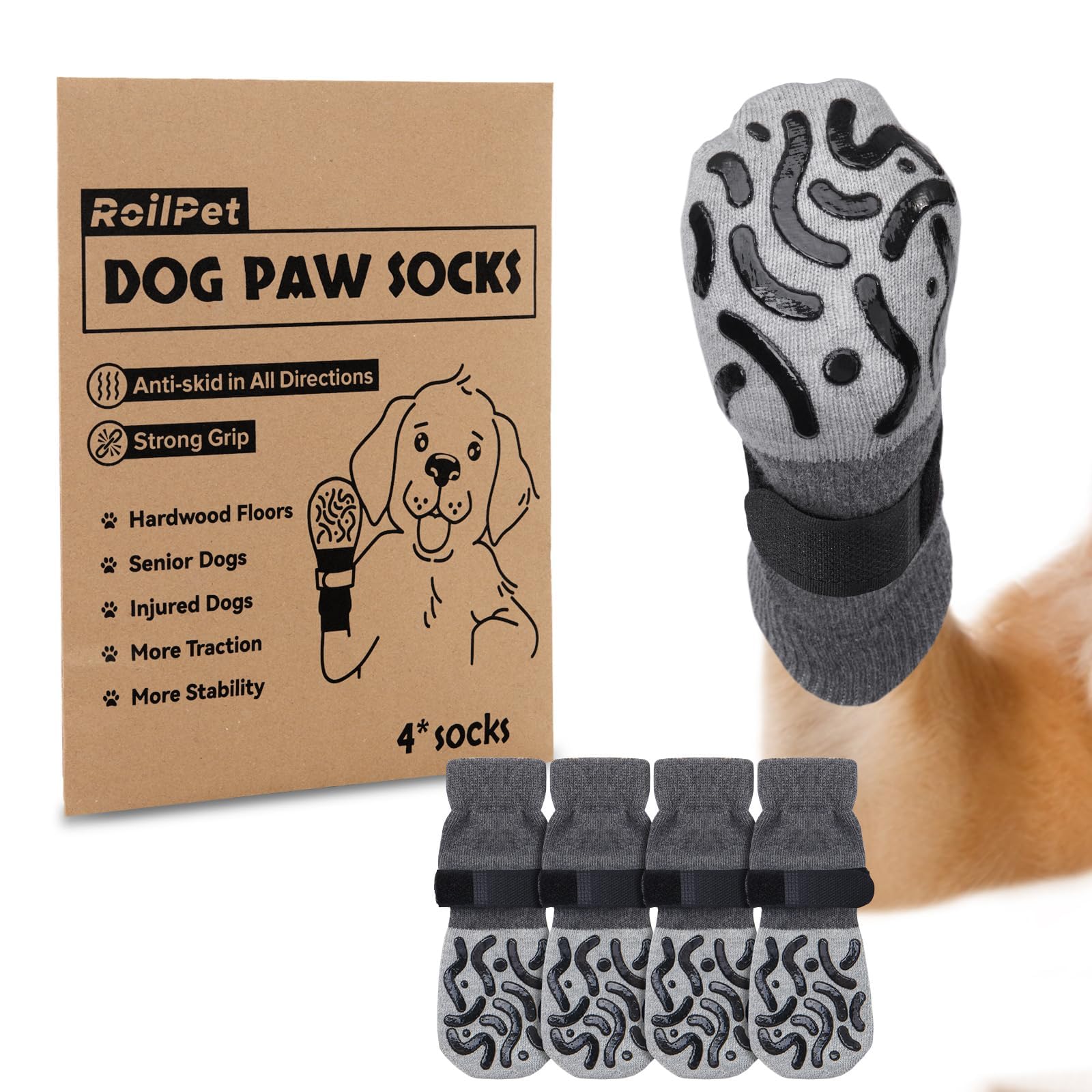 Roilpet chaussette face avant montrant protection et maintien