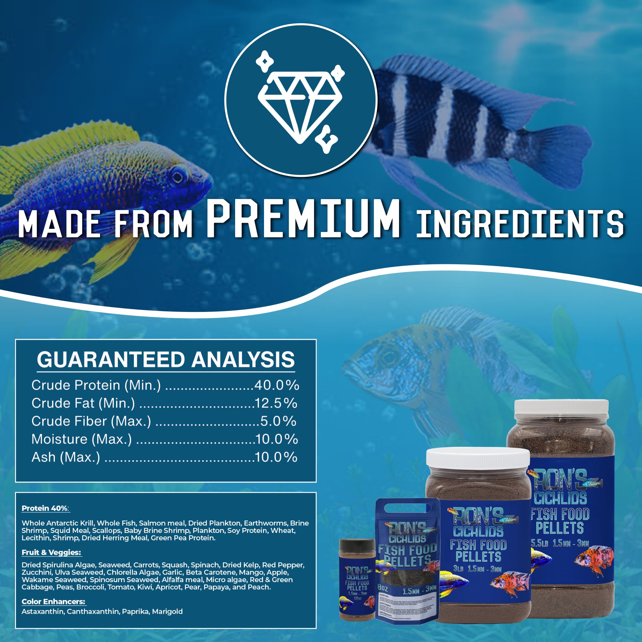 RON'S CICHLIDS granulés qui coulent favorisant comportement naturel de fouille
