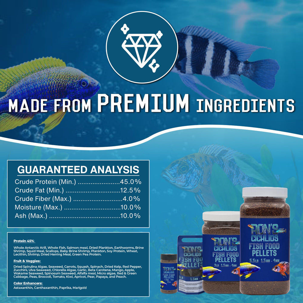 RON'S CICHLIDS granulés en eau coulants lentement pour alimentation naturelle