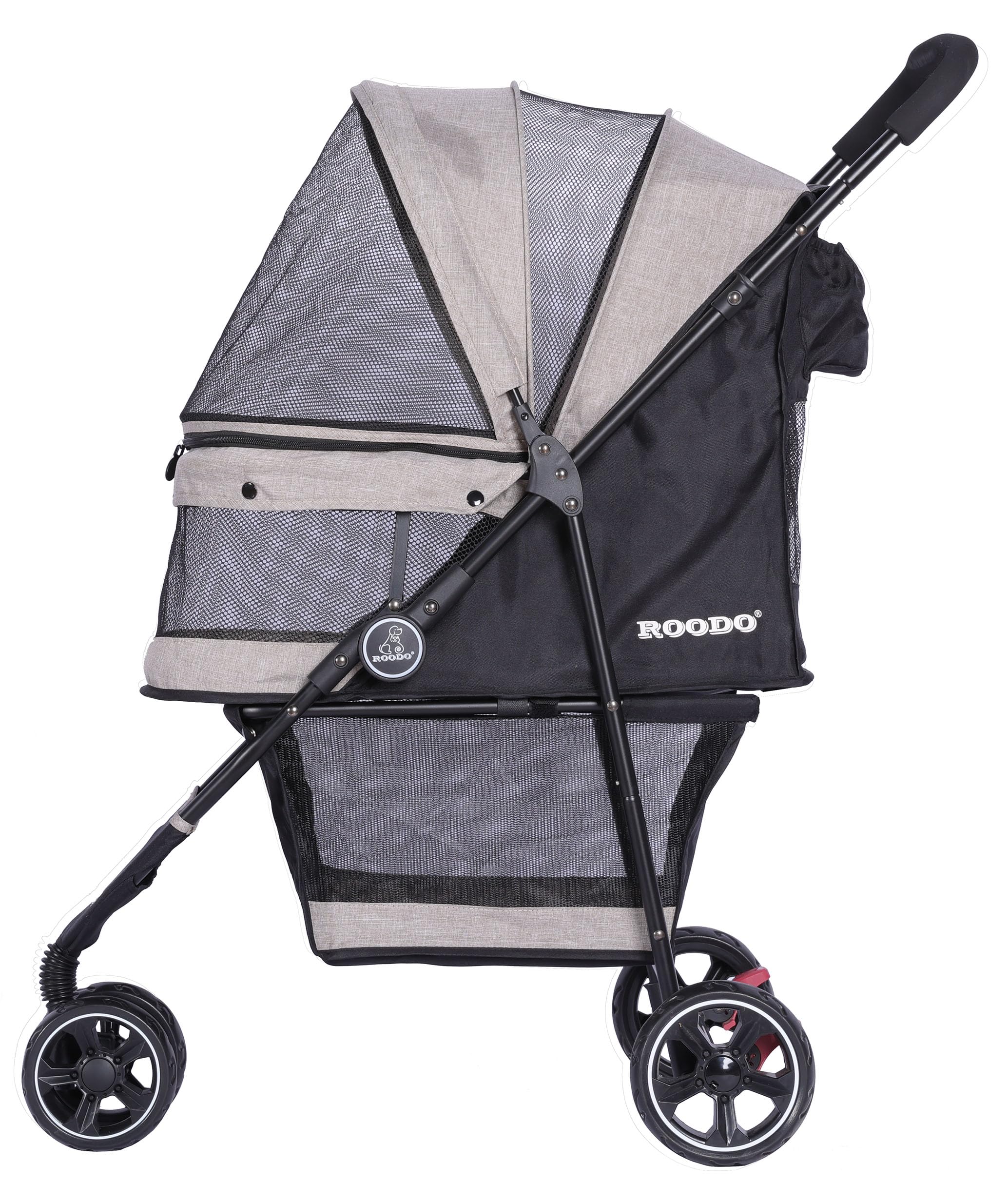 ROODO poussette pliée dans coffre illustrant gain de place pour voyage