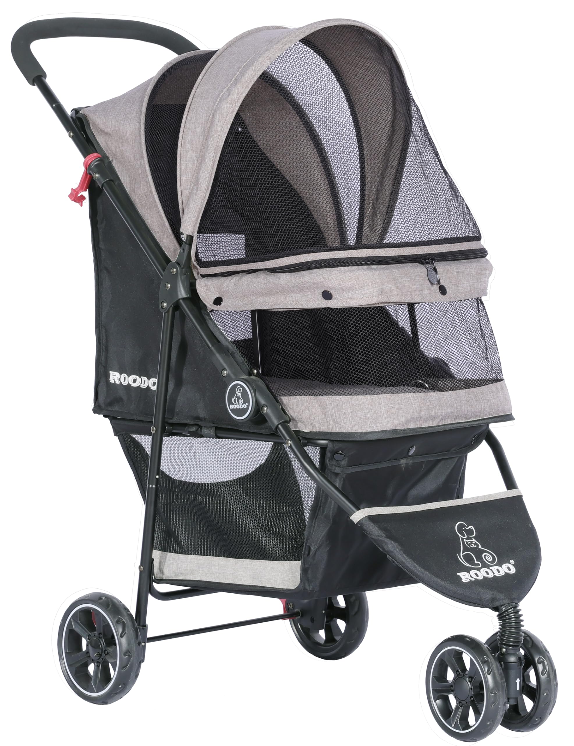 ROODO poussette en balade avec propriétaire pour sorties et jogging sûrs