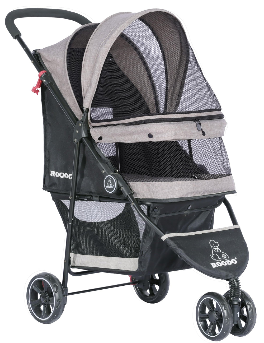 ROODO poussette en balade avec propriétaire pour sorties et jogging sûrs