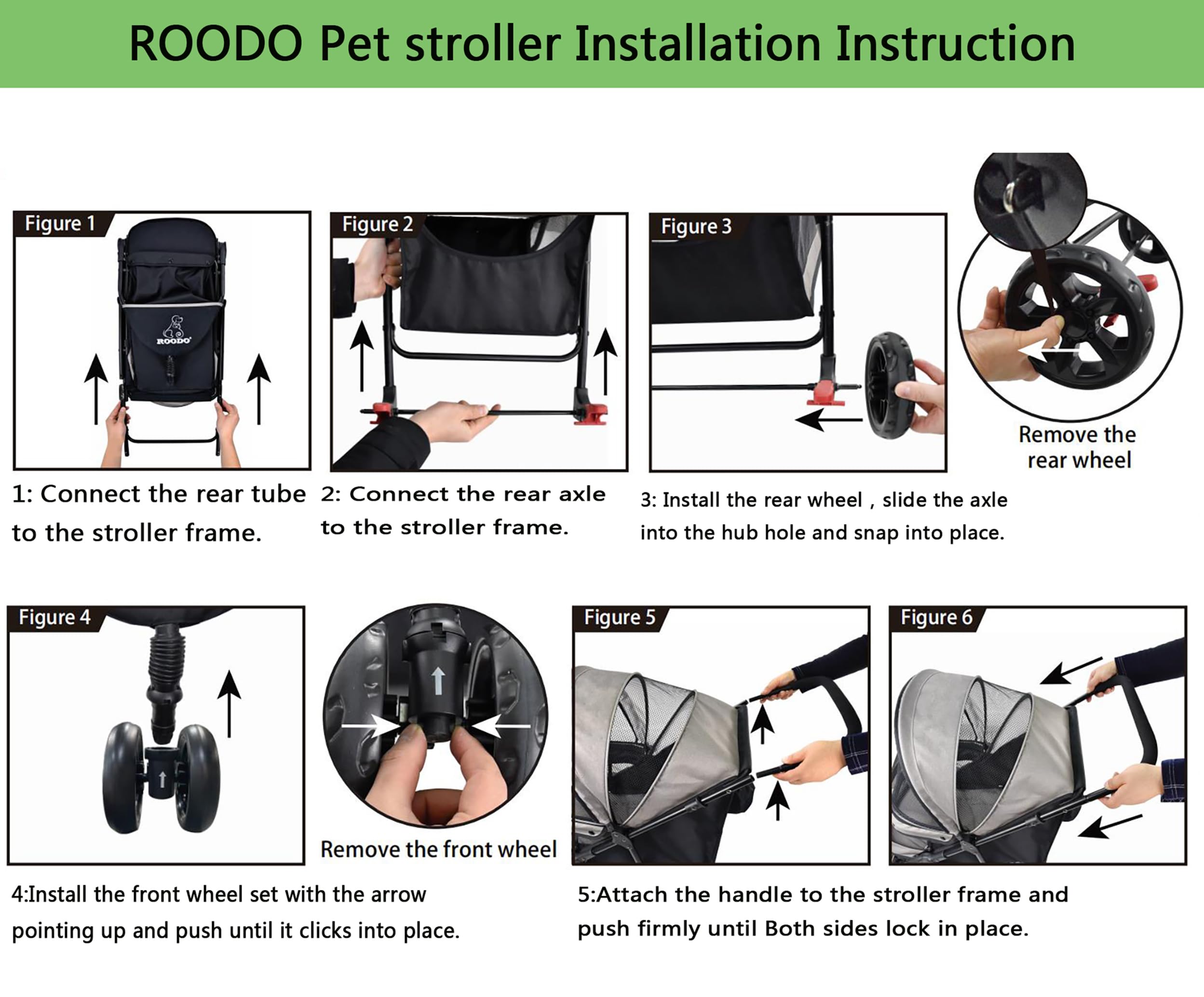 ROODO roue avant montrant montage rapide pour installation sans outils