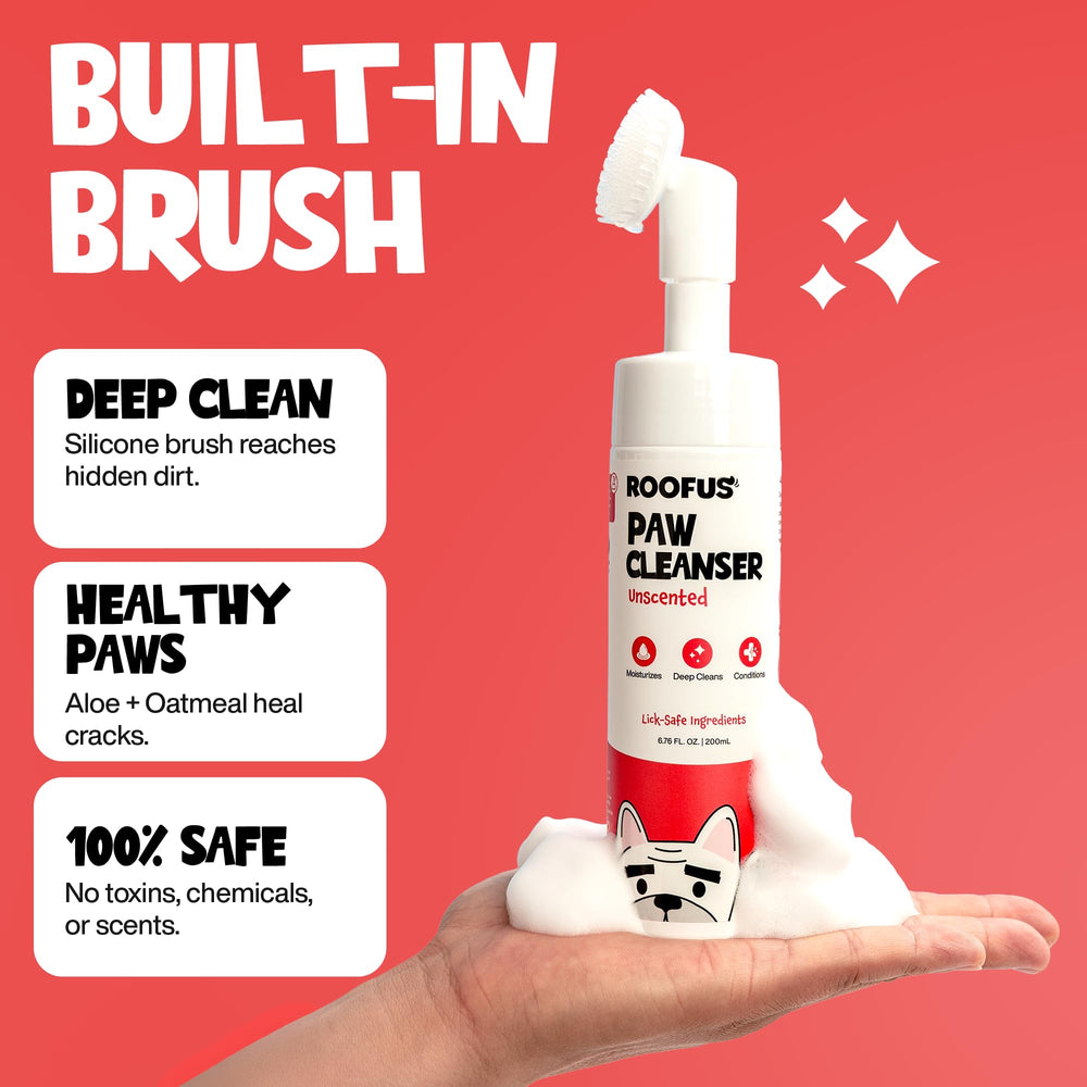 ROOFUS THE DOG nettoyage de patte en action pour propreté rapide