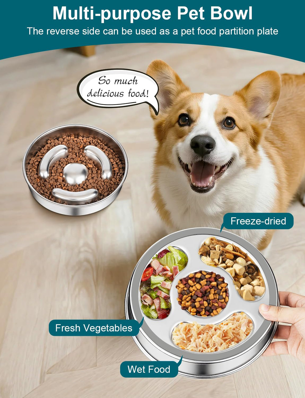 RooXchowla en usage avec chien mangeant plus calmement