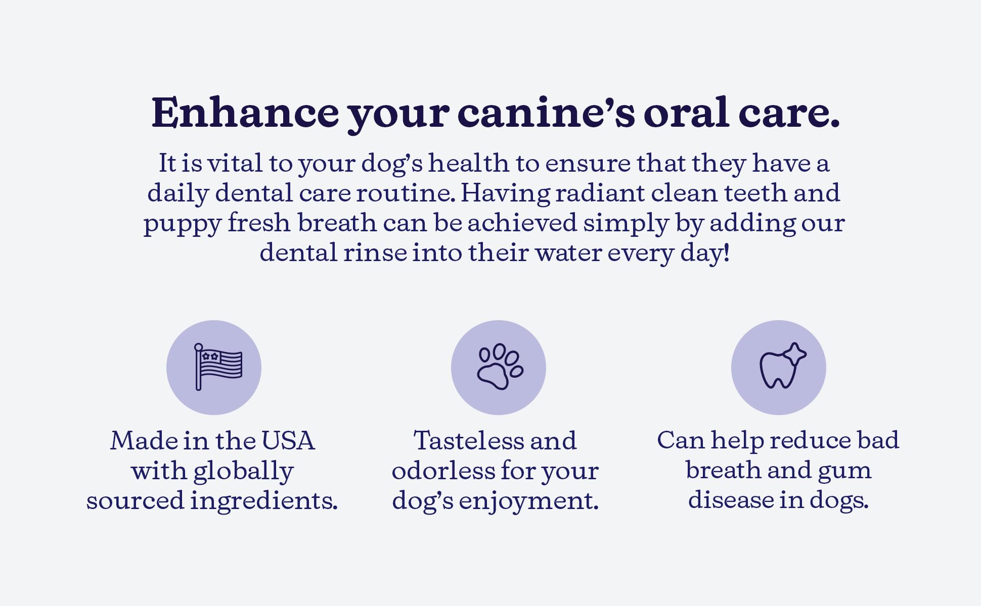 ROSEY'S PUPPY FRESH BREATH étiquette informative illustrant sécurité
