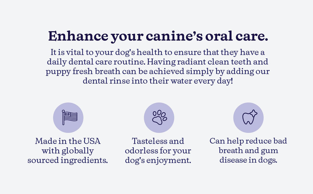 ROSEY'S PUPPY FRESH BREATH étiquette informative illustrant sécurité