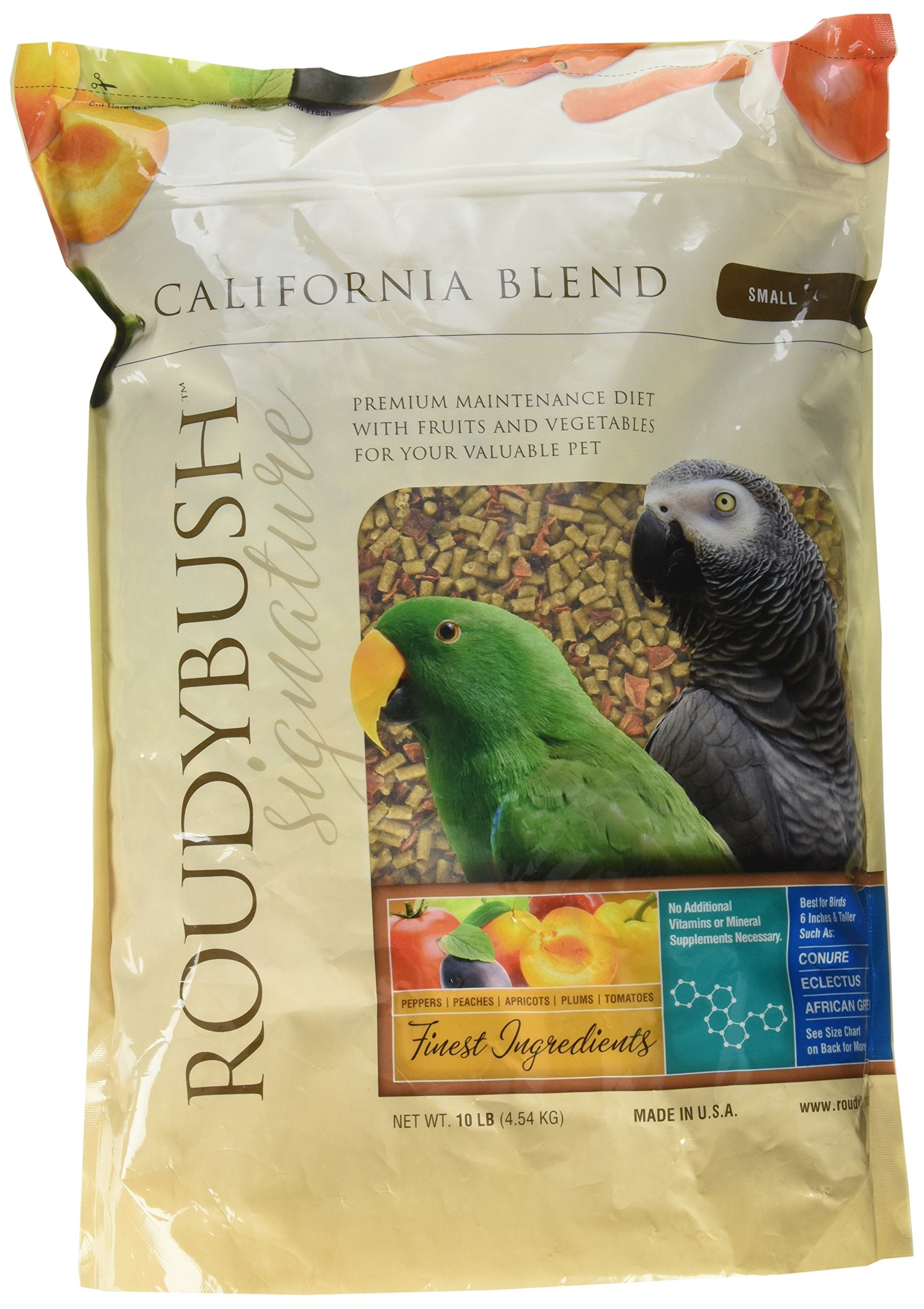 RoudyBush emballage avant California Blend montrant format 10 lb et avantages