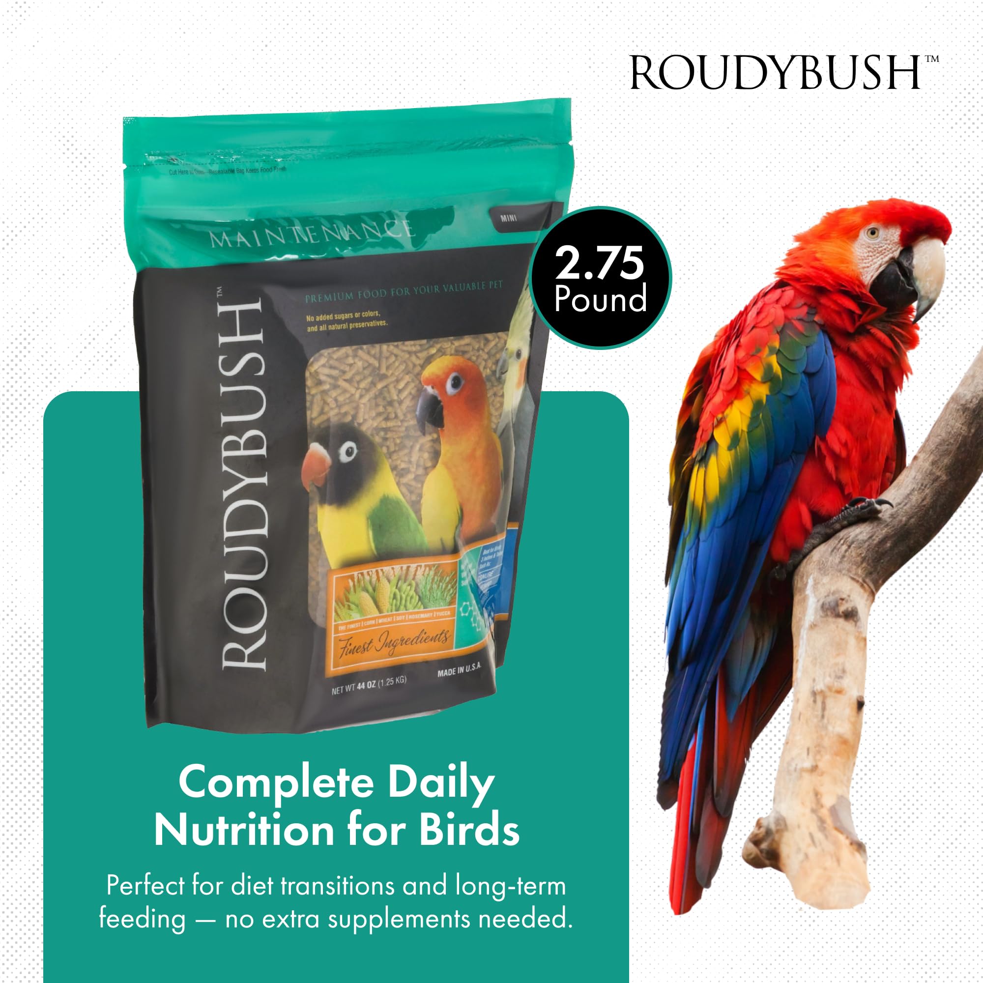 RoudyBush gros plan des granulés montrant texture uniforme bénéfique