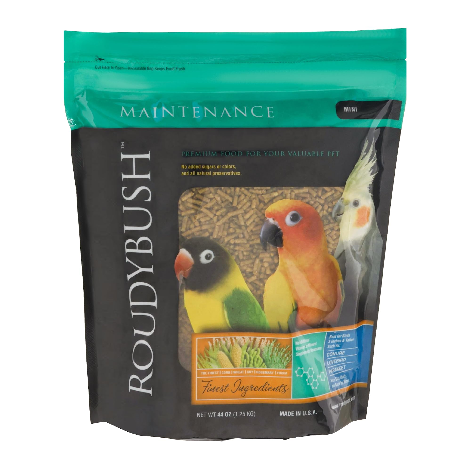 RoudyBush paquet avant montrant le format 44oz et conservation pratique