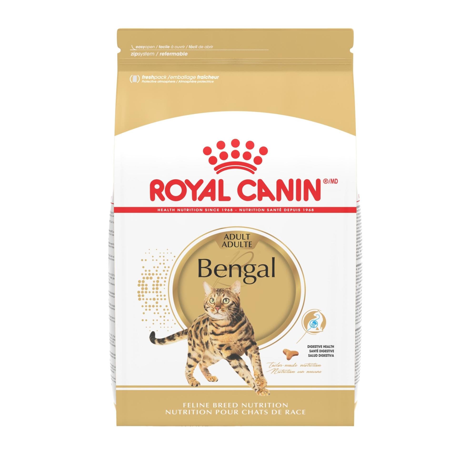 ROYAL CANIN emballage avant montrant la formule Bengal et informations clés