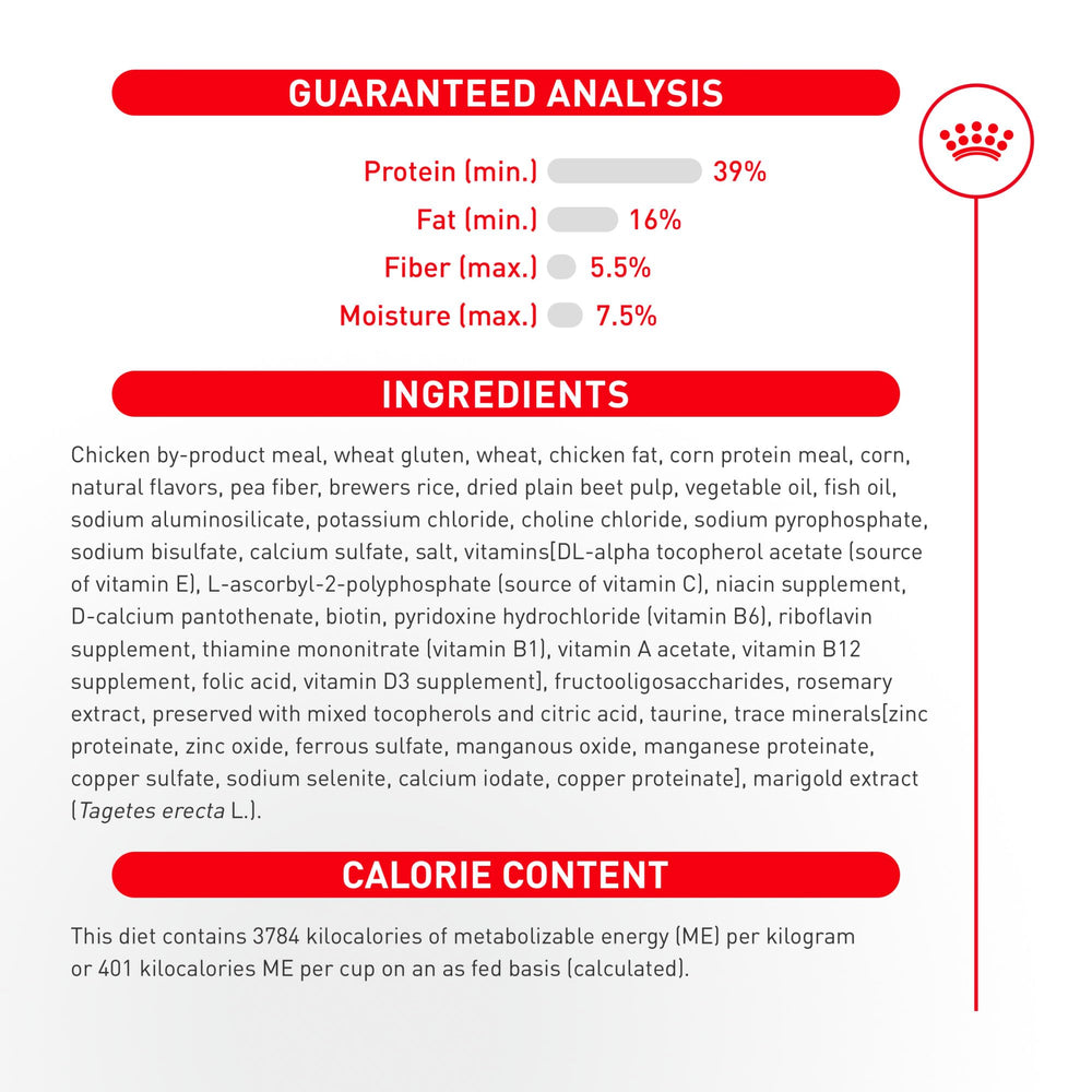 ROYAL CANIN étiquette nutritionnelle détaillée pour choix informé du propriétaire
