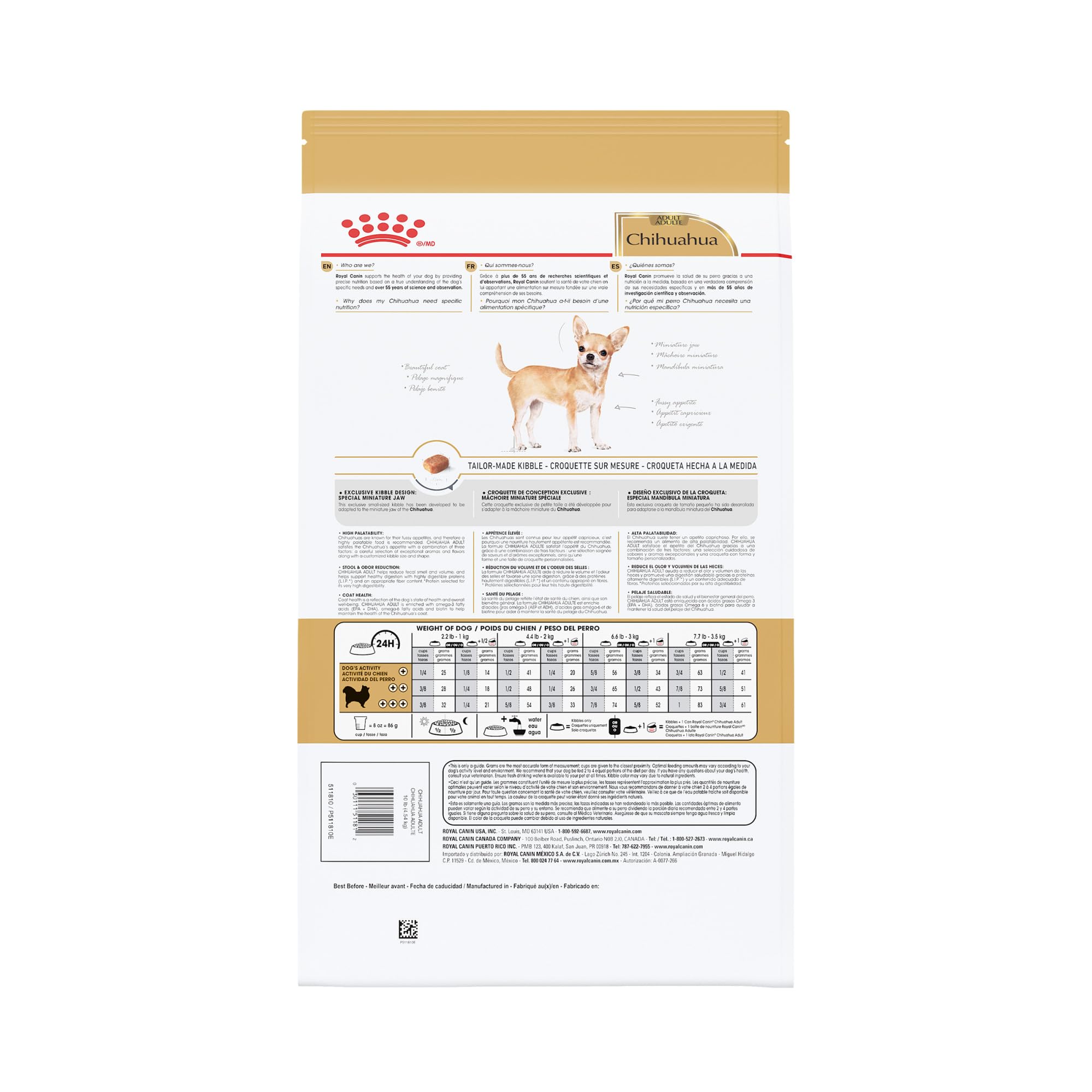 ROYAL CANIN croquette à l’échelle comparée pour montrer petite taille et facilité de mastication