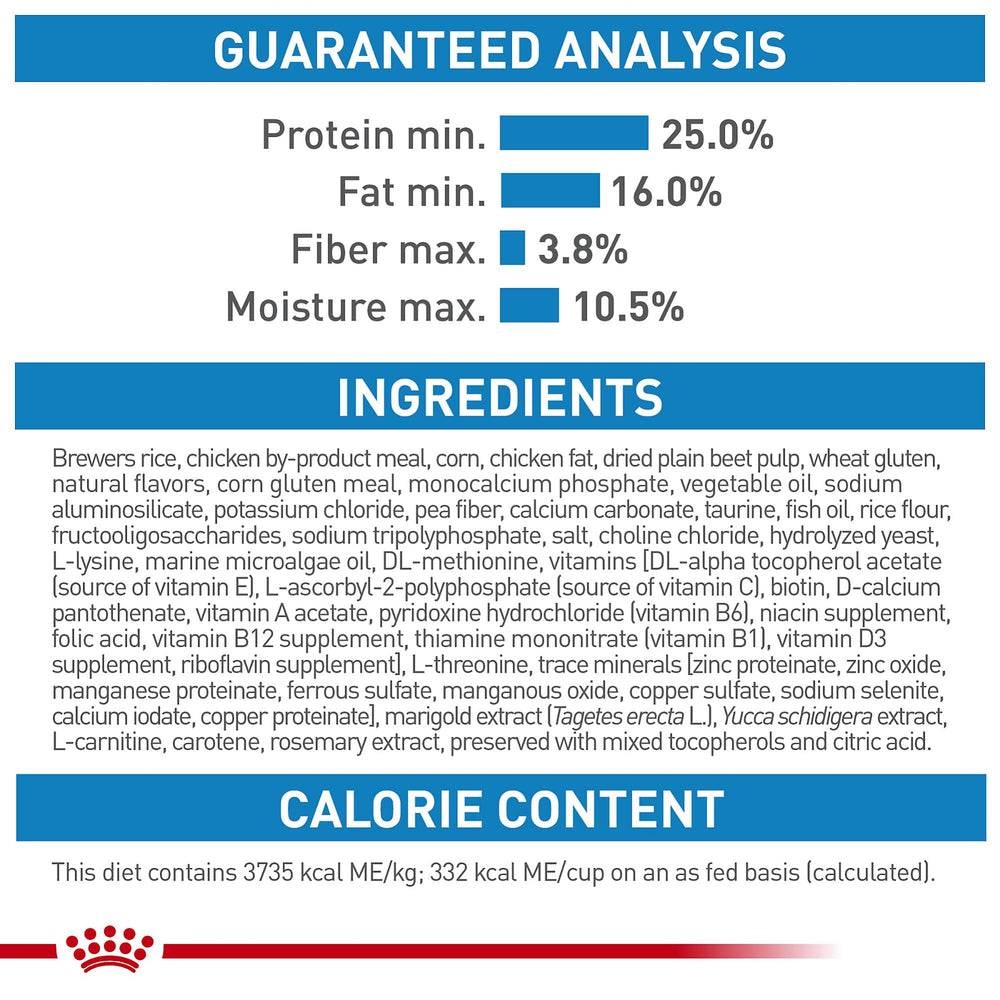 Royal Canin détail étiquette indiquant recommandations d’usage et sécurité