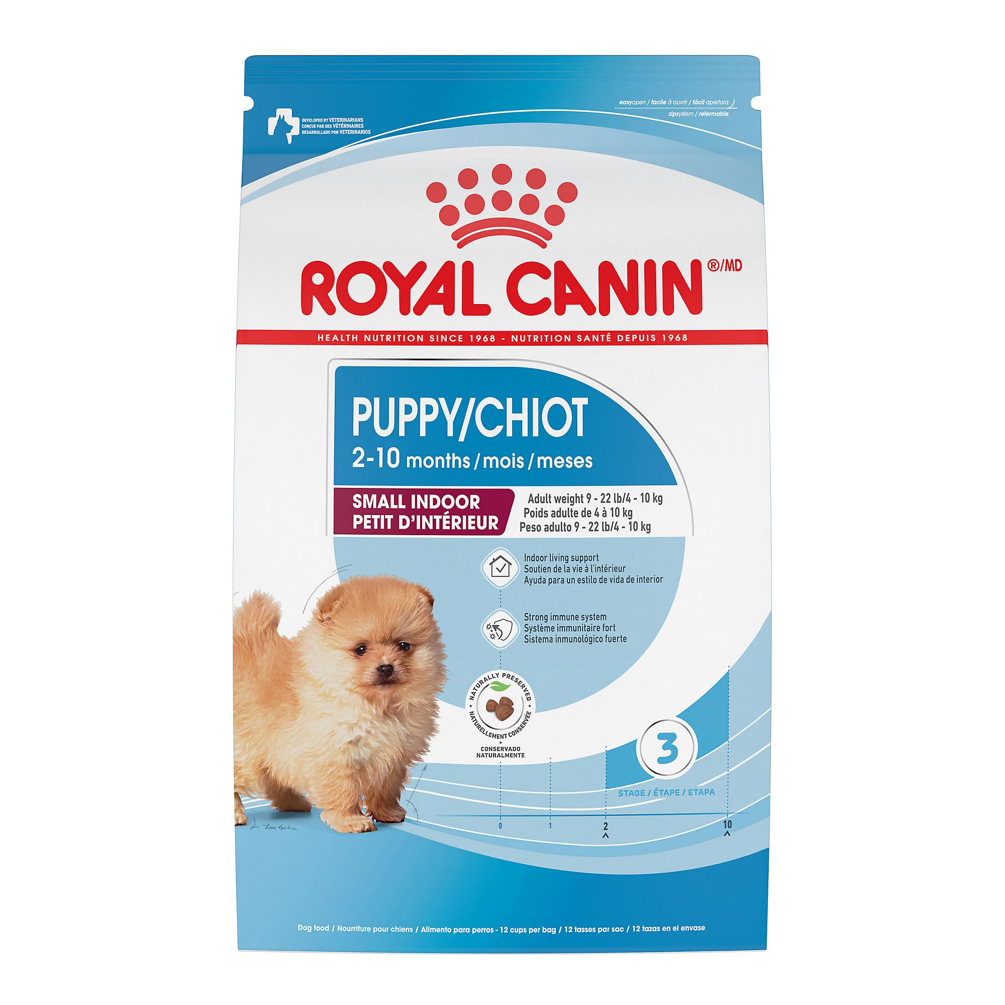 Royal Canin emballage face montrant format 2,5 lb et bénéfice nutrition ciblée