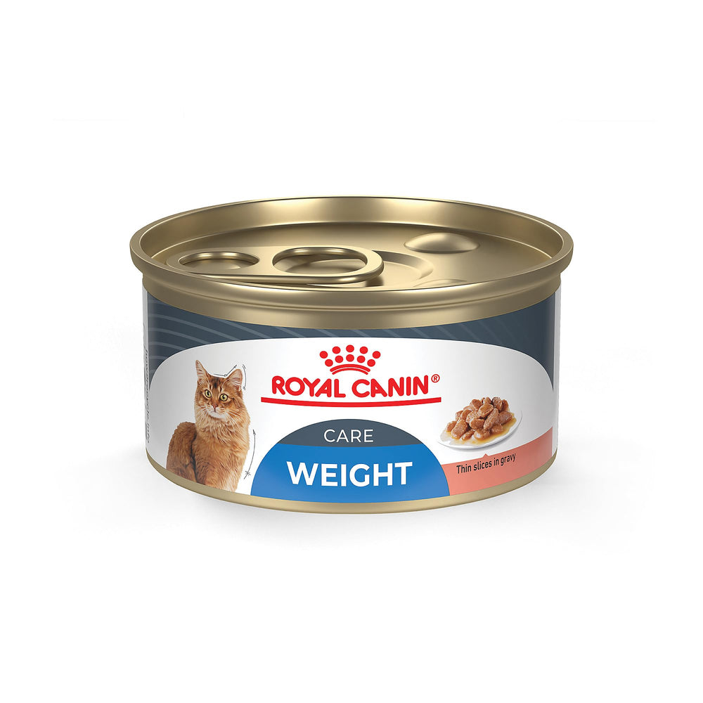 ROYAL CANIN emballage face Weight Care 85 g montrant l’étiquette et bénéfice gestion du poids