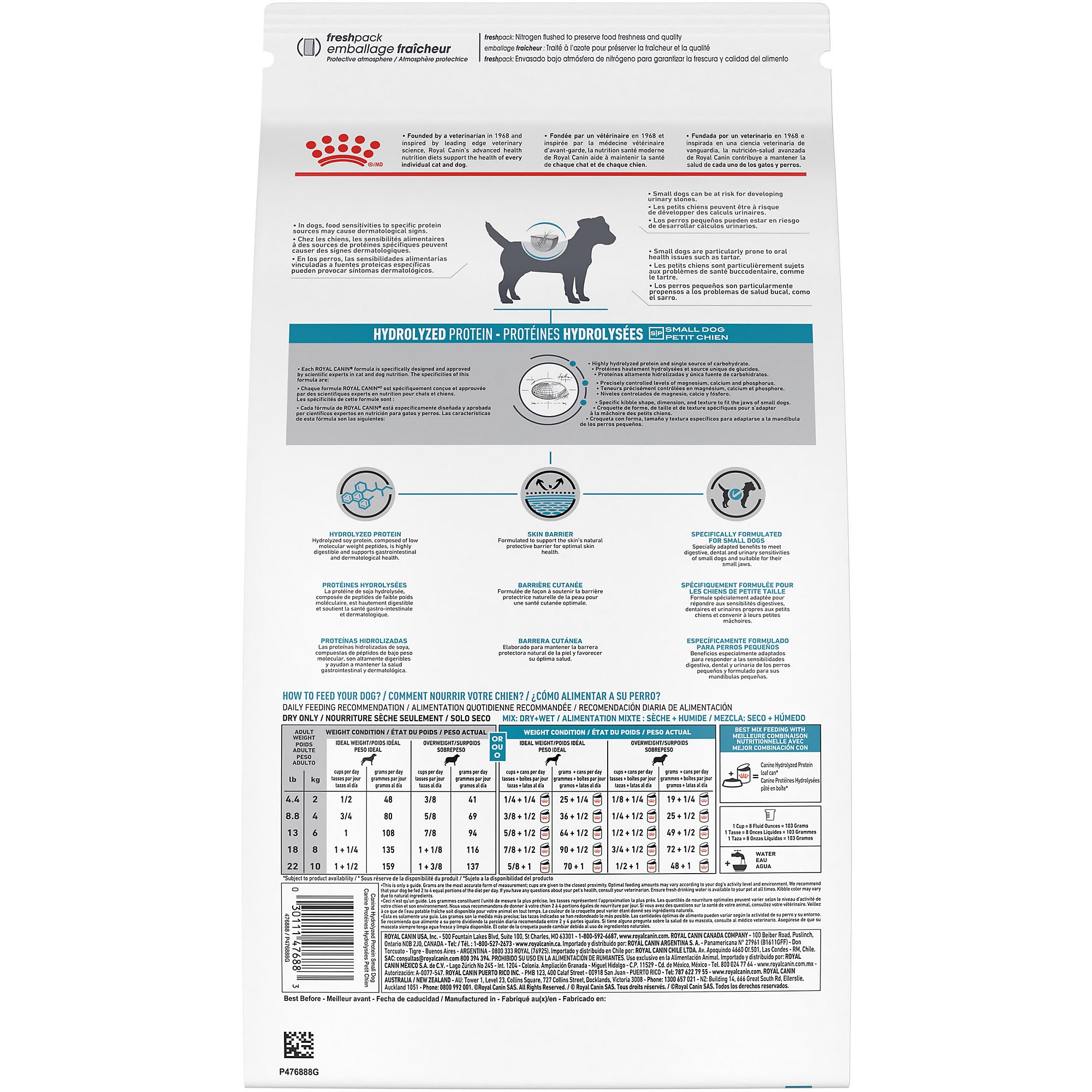 ROYAL CANIN granulés dans la main pour illustrer taille adaptée aux petites mâchoires
