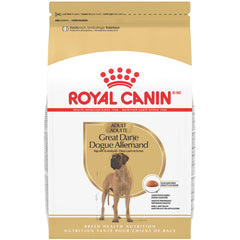 ROYAL CANIN emballage Great Dane face montrant format 30 lb et avantages