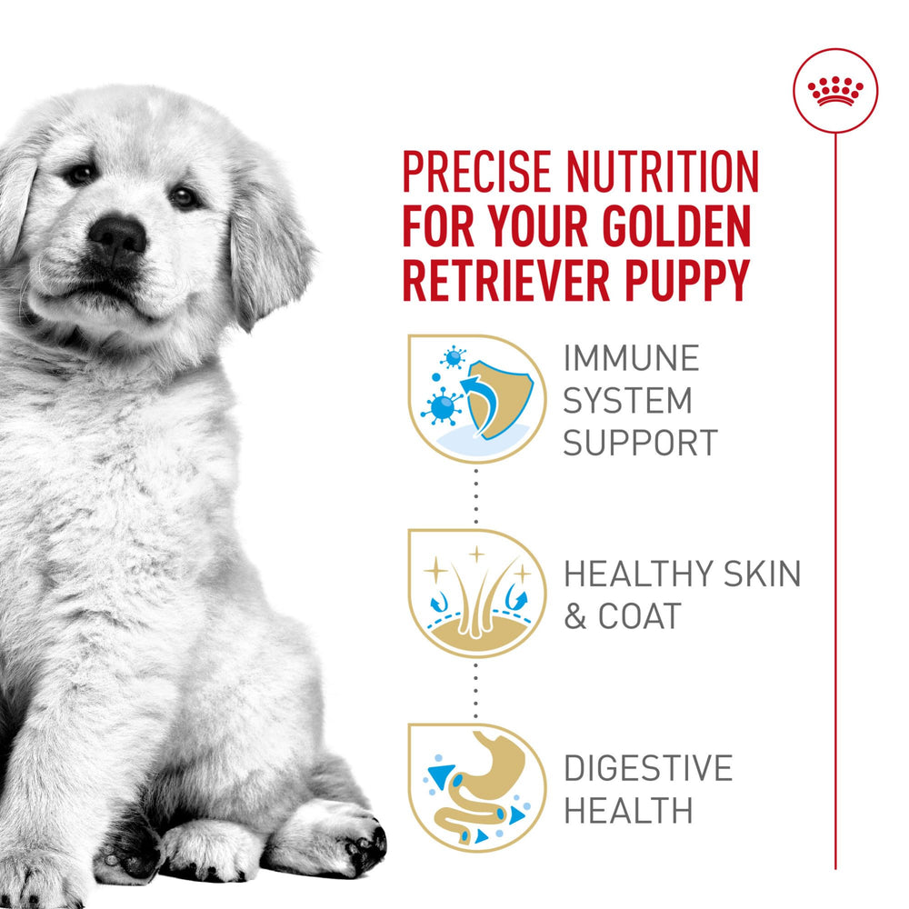 ROYAL CANIN croquette à l’échelle main indiquant taille adaptée au museau du chiot