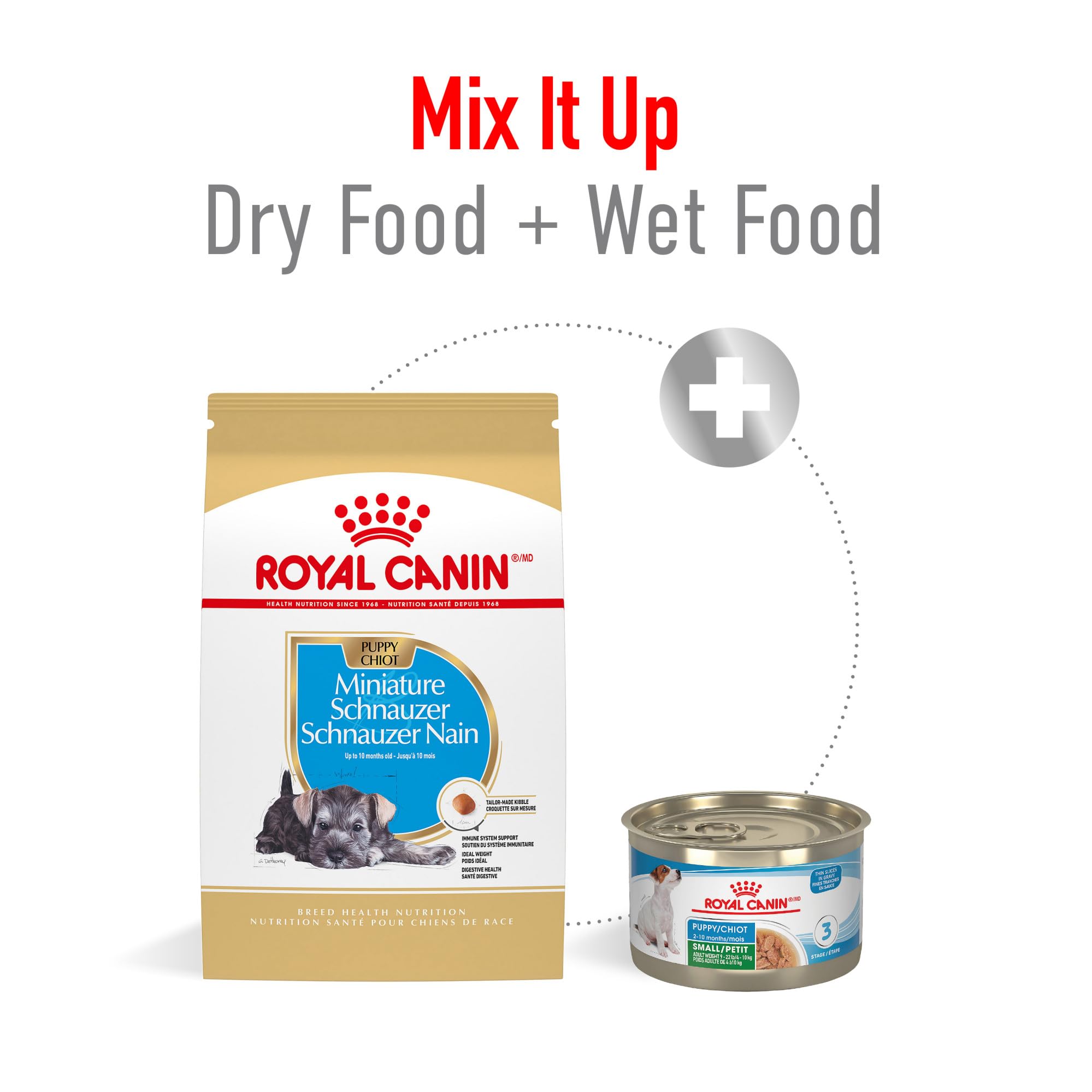 ROYAL CANIN zoom étiquette nutritive illustre ingrédients ciblés pour la croissance saine