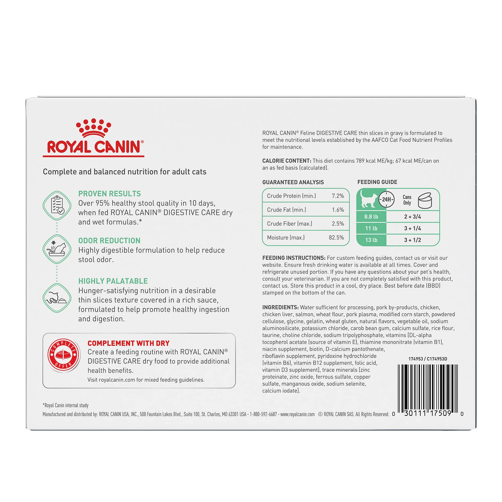 ROYAL CANIN boîte ouverte montrant fines tranches en sauce appétantes