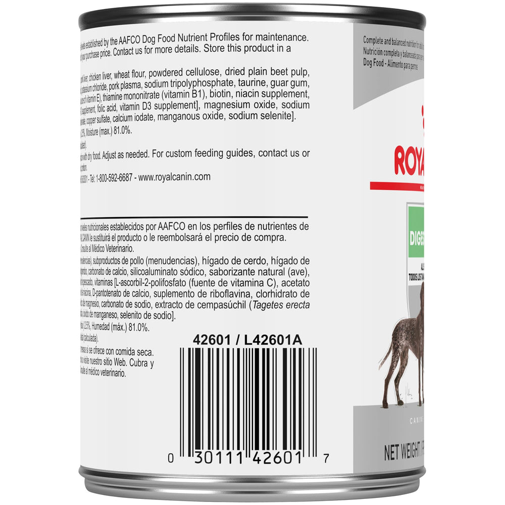 ROYAL CANIN emballage latéral montrant ingrédients et garanties