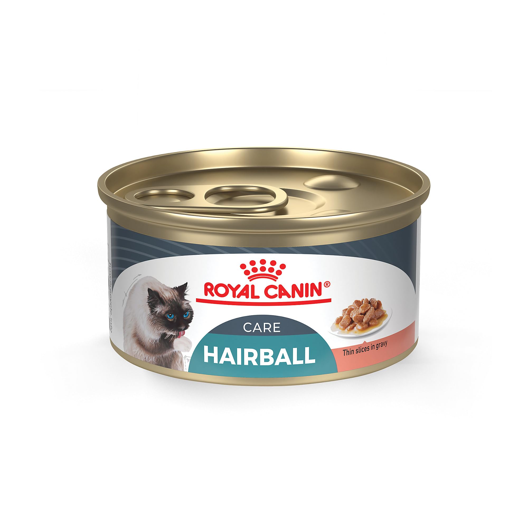 ROYAL CANIN boîte avant montrant l'étiquette claire et bénéfice gestion boules de poils